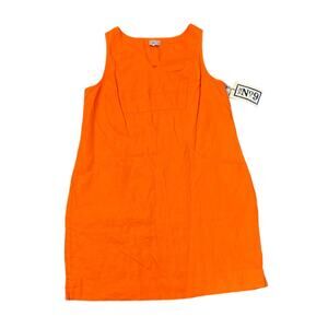 VIA NO 9 Large Lisa Orange 100% Linen Dress Vacation Coastal Sleeveless Summer